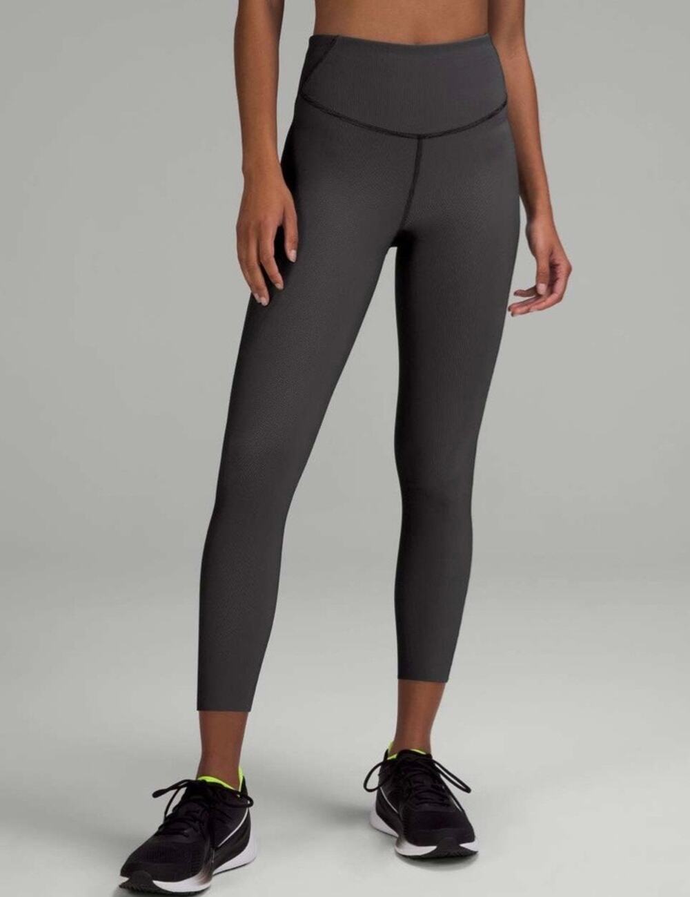 Lululemon Base Pace High-Rise Tight 25" Two-Tone‎ Ribbed Gray Black Sz 4